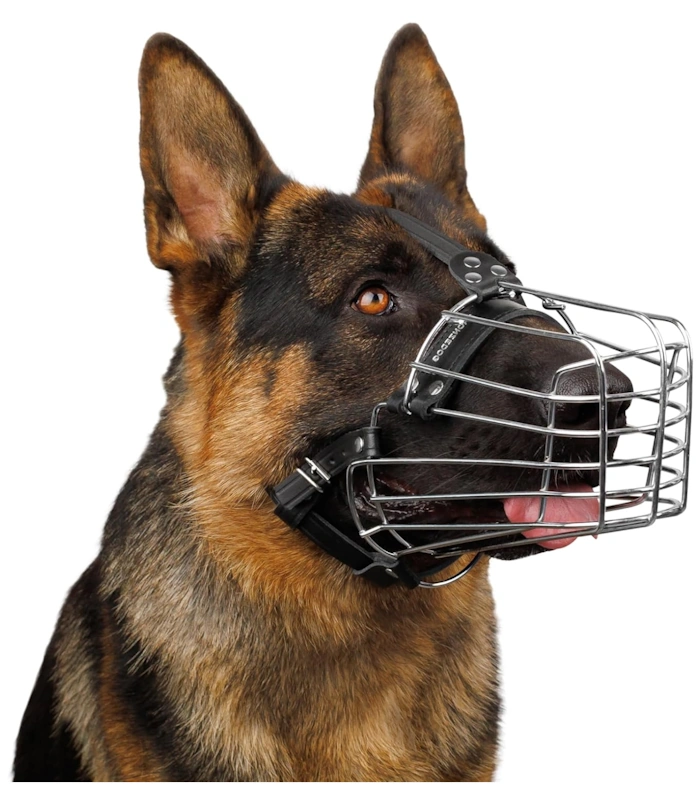 BRONZEDOG Wire Dog Muzzle German Shepherd for Medium Large Dogs Adjustable Durable Metal Basket for Biting Chewing Barking